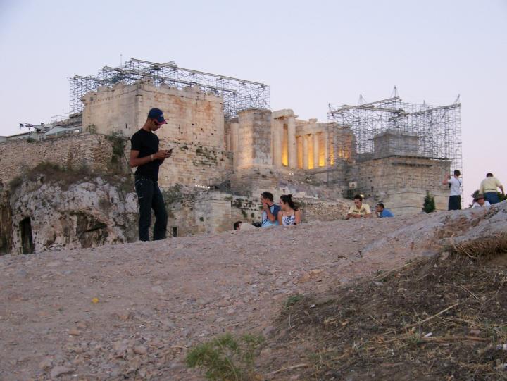 View of The Acropolis from Areopagus Hill in Athens, Greece (July 2007)