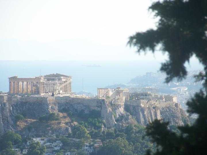 View of The Acropolis from Areopagus Hil in Athens, Greece (July 2007)