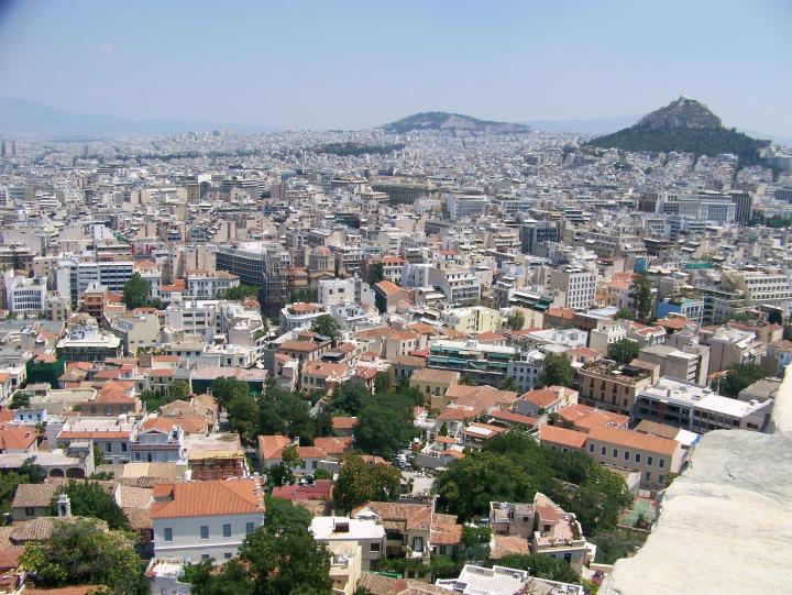 Birdseye City View From The Acropolis in Athens, Greece (Thu 21 June 2007)